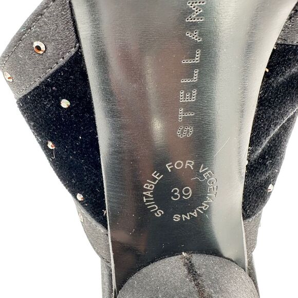 Vintage Y2K Stella McCartney Rhinestone Black Velvet Evening Heels Shoes Size 39 - Picture 8 of 12